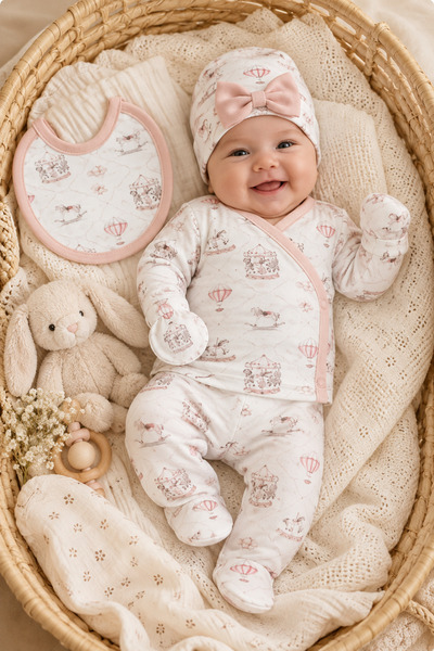 Cherub Baby Carousel Baby Newborn 5 Piece Hospital Release Bodysuit Set