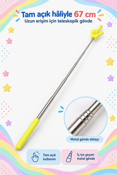 Tilbe Home 5 Adet Portatif Uzayabilir Sevimli Parmak Öğretmen İşaret Tahta Çubuğu Teleskopik Çubuk 20cm 67cm