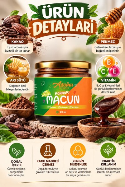Aseina Arı sütü bal ve vitamin macun 240 gram