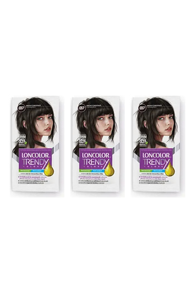 Loncolor PACK 3x Vopsea de păr semipermanentă fără amoniac C57 castan rece, 5...