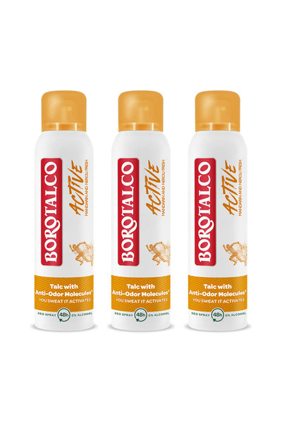 Borotalco 3-кратна опаковка Дезодорант спрей Active Mandarine&Neroli 150мл