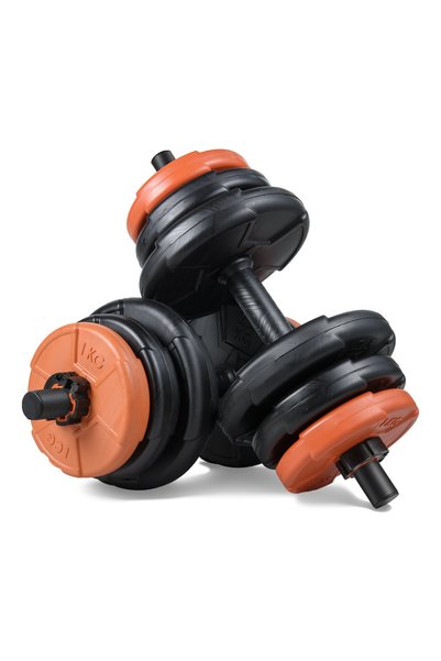 ECG Spor 22 Kg Multifonksiyonel Turuncu Siyah Halter Seti Ve Dambıl Seti