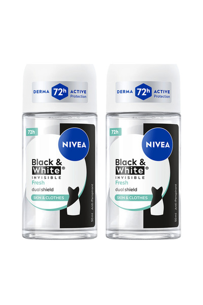 NIVEA Pachet 2x Deodorant roll-on Invisible for Black & White Fresh , 50 ml