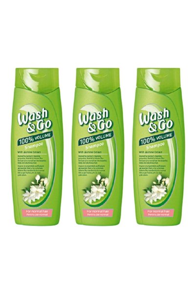 WASH&GO 3x Πακέτο Σαμπουάν για κανονικά μαλλιά με εκχύλισμα γιασεμιού, 180 ml