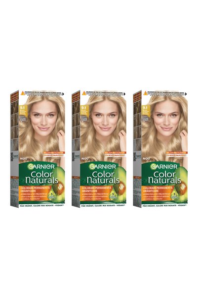 Garnier 3x PACK Vopsea de par Color Naturals 9.1 Blond Foarte Deschis Cenusiu