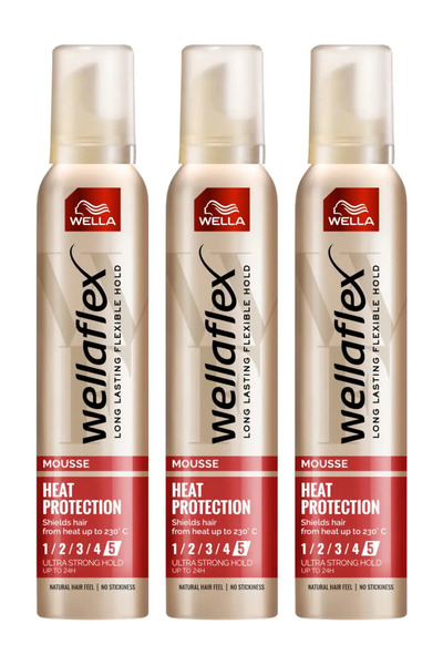 wellaflex 3x PACK Αφρός μαλλιών με θερμική προστασία και εξαιρετικά δυνατό κρ...