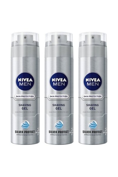 Nivea Men Pachet de 3x Gel de ras Silver Protect, 200ml