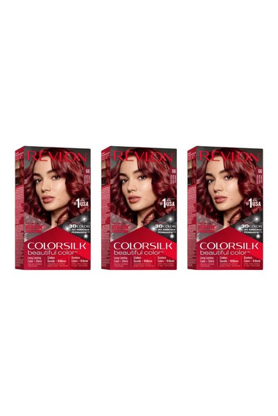 Revlon 3x ΠΑΚΕΤΟ ColorSilk ™   Όμορφο Χρώμα - Κόκκινο του Κερασιού - 66