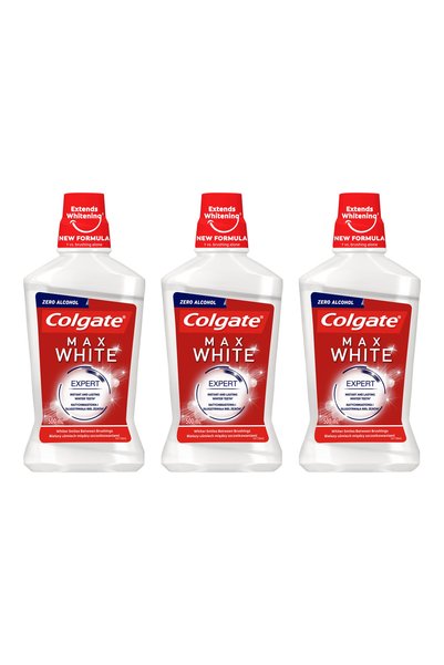 Colgate Pachet de 3 apă de gură Max White cu efect de albire, 500 ml