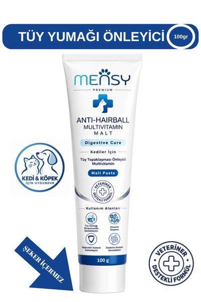 Mensy Premium Anti-Hairball Multivitamin, Tüy topaklanması ve Kusma Önlemeye ...