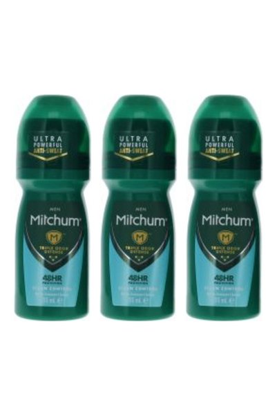 Mitchum 3x PACK Men Triple Odor Defense 48H Roll On Antiperspirant Clean Cont...