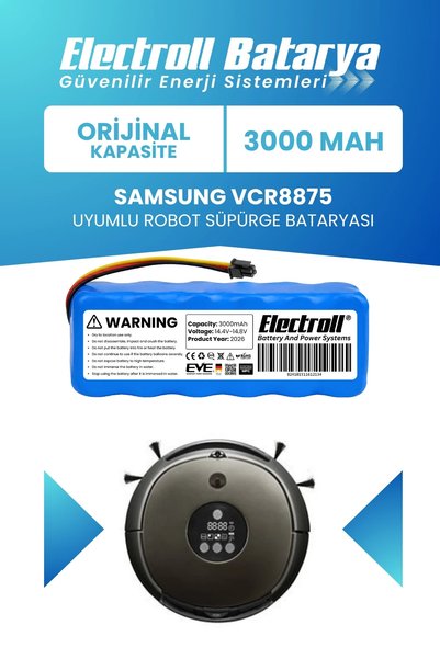 ELECTROLL Samsung Vcr8875 Uyumlu Batarya (Standart Kapasite) 3000mah Pil Robo...