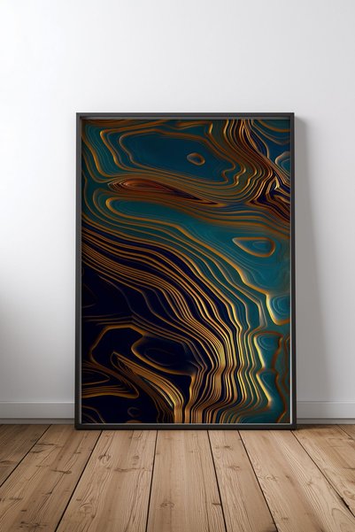 KEYFHOME Poster de pictură MDF cu ramă neagră Peacock Ocean, cadou pentru dec...