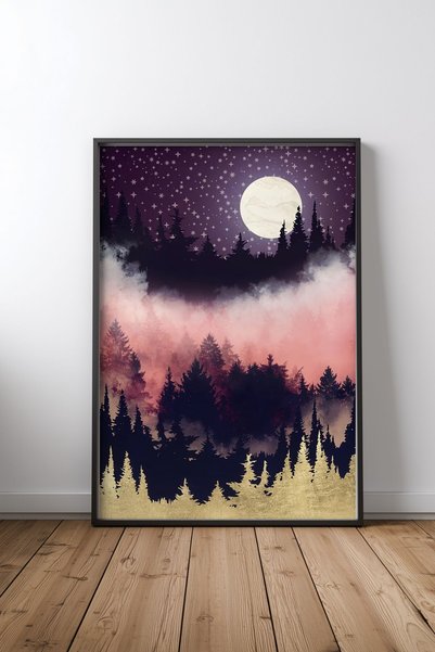 KEYFHOME Evening Glow MDF cu ramă neagră Tablou Poster Living Decor de perete...