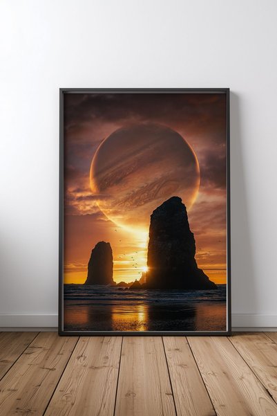 KEYFHOME Inferno crni uokviren MDF poster sa slikom, dekoracija zida za dnevn...