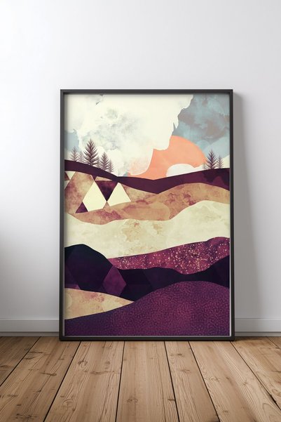 KEYFHOME Plum Fields Cadru negru MDF Tablou Poster Living Decor de perete Cadou