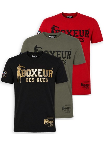 Boxeur Des Rues Tricouri bărbătești, pachet de 3, croială slim: Negru/Auriu +...