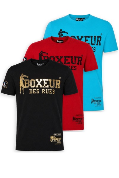 Boxeur Des Rues Tricouri bărbătești, pachet de 3, croială slim: Negru/Auriu +...