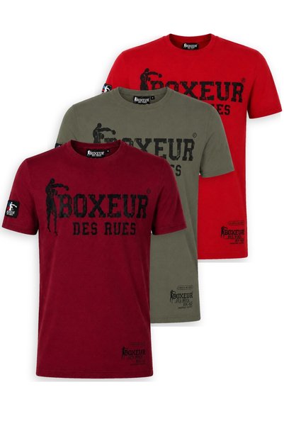 Boxeur Des Rues Tricouri bărbătești, pachet de 3, croială slim: Bordo/Negru +...