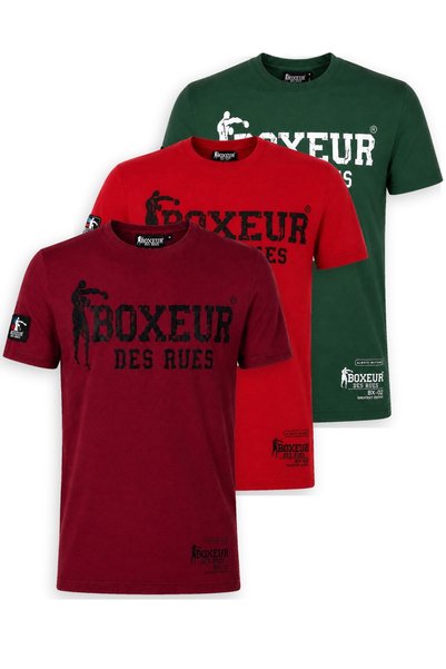 Boxeur Des Rues Tricouri bărbătești, pachet de 3, croială slim: Bordo/Negru +...
