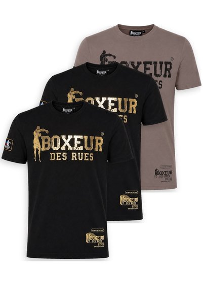 Boxeur Des Rues Мъжки тениски, комплект от 3 броя Boxeur des Rues: 2 броя чер...