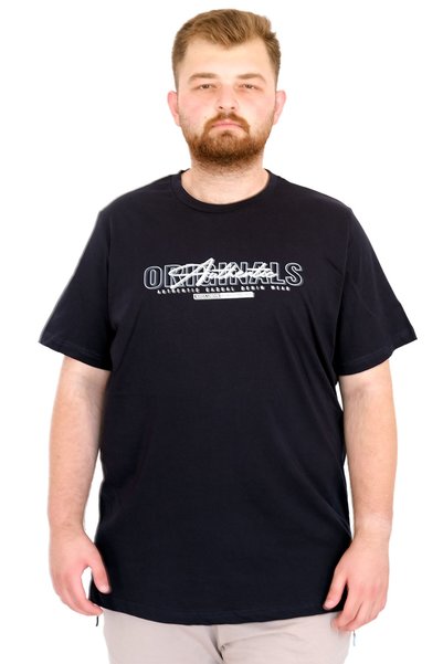 ModeXL Fashion XL Large Size Men's T-Shirt Crew Neck Originals U25038 Navy Blue