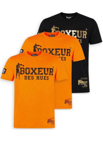 Boxeur Des Rues Pachet de 3 tricouri bărbătești slim-fit: 2 x Portocaliu cu l...