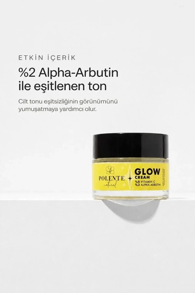 Polente Natural GLOW CREAM - Vitamin C & Arbutin İçeren Aydınlatıcı Leke Kremi (50 ml)