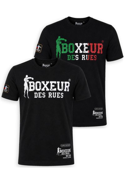 Boxeur Des Rues Tricou bărbătesc, pachet de 2, croială slim-fit: Negru cu log...