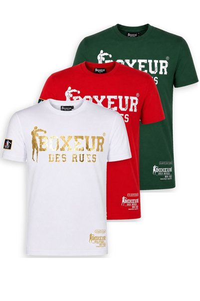 Boxeur Des Rues Tricouri bărbătești, pachet de 3, croială slim-fit: Alb/Auriu...