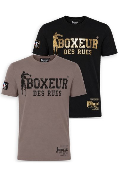 Boxeur Des Rues Pachet de 2 tricouri bărbătești Boxeur des Rues: Gri taupe cu...