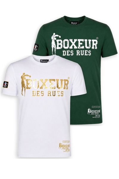 Boxeur Des Rues Tricou bărbătesc, pachet de 2, croială slim-fit: Alb cu logo ...