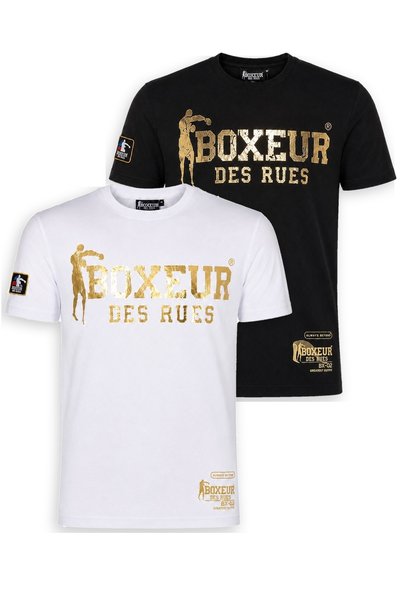 Boxeur Des Rues Мъжки тениски, комплект от 2 броя, втален модел: Бяла със зла...