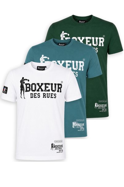 Boxeur Des Rues Tricouri bărbătești, pachet de 3, croială slim-fit: Alb/Negru...