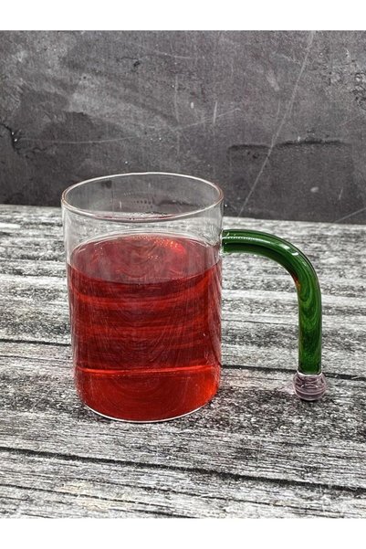 YzHome 450ml Borosilicate Glass Colored Special Cup with Handle Mug Office Cup