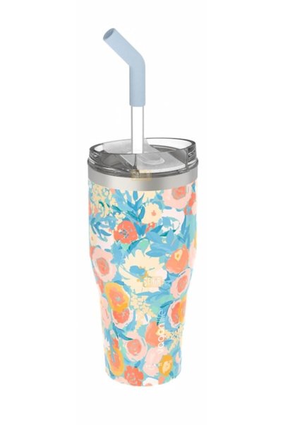 Vagonlife 590ml Patterned Straw/No Straw Dual Use Tumbler Coffee Glass/Mug St...