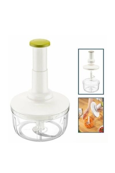 AEE ® 1.5 Litre Basmalı El Rondosu 3 Bıçaklı Büyük Boy Sebze Doğrayıcı İpli Gerektirmeyen Manuel Rond