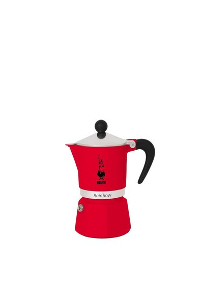 Bialetti - Rainbow: 3 Cups Ocak Üstü Espresso Pişirici - 130ml - Kırmızı Renk...