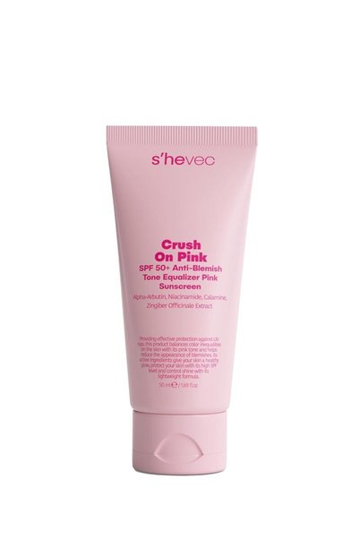 SHE VEC Crush On Pink - SPF 50+ Leke Karşıtı ve Ton Eşitleyici Pembe Güneş Kremi