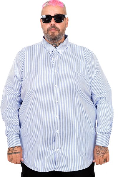 ModeXL Cămașă cu dungi din satin pentru bărbați, mărime mare, Mode XL 20399