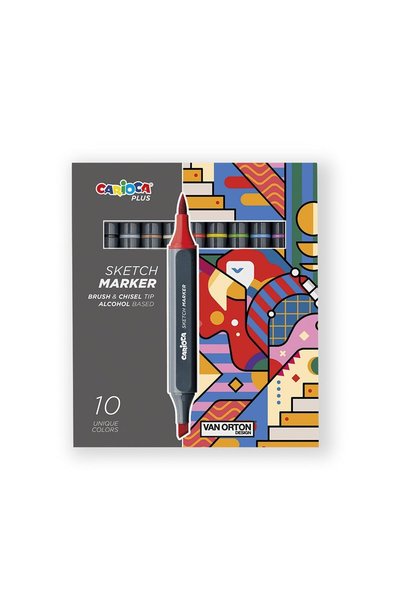 carioca Sketch Marker Çift Tarafli Çizim Kalemi 10 Renk