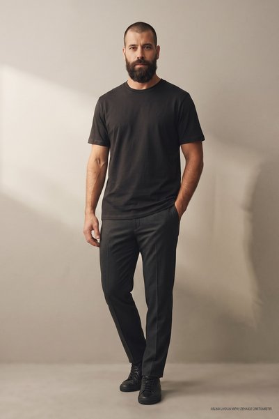 Maccali Ανδρικό μπλουζάκι με κέντημα στο στήθος, casual, φαρδύ, μαύρο