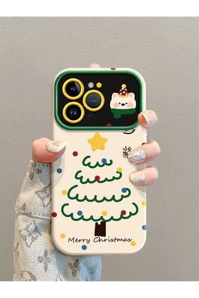 Choice13 iPhone 16 Pro White Star Christmas Tree Cartoon Cute Puppy Kawaii Ph...