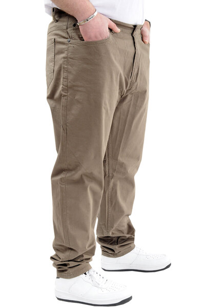 ModeXL Mode XL Büyük Beden Pantolon Keten 5Cep Milano Classic 20902 Toprak
