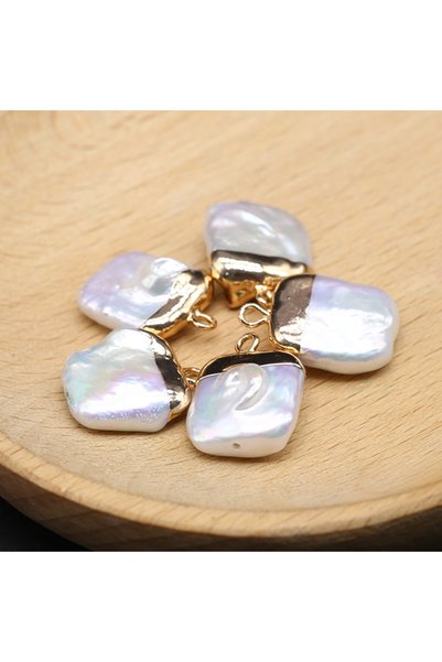 Choice 1pc 1pc 21x15mm White Natural Freshwater Pearl Pendant Square Charms f...