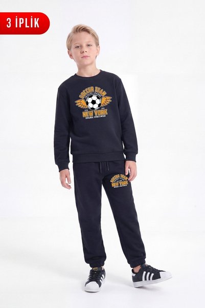 panios kids Set de trening pentru băieți, imprimat, cu 3 fire, cu buzunare du...