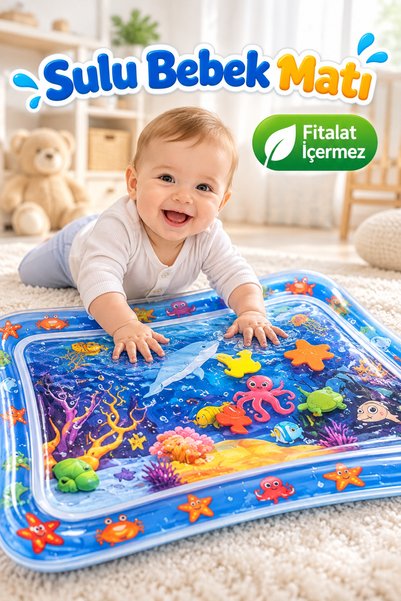 viyol marketim Sulu Bebek Oyun Matı – 1-3 Yaş Tummy Time Su Dolu Aktivite Halısı