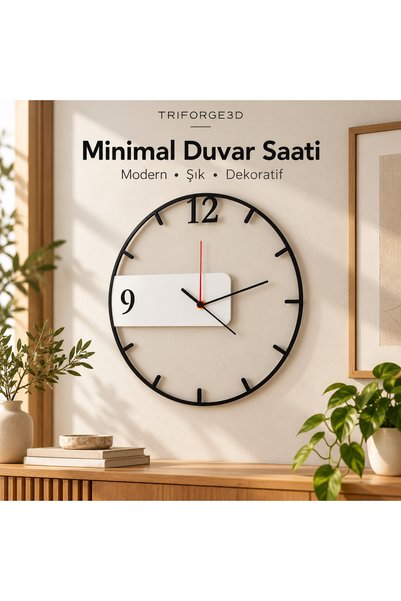 Genel Markalar Minimal Duvar Saati 22,5 cm – Asimetrik Modern Dekoratif Duvar...