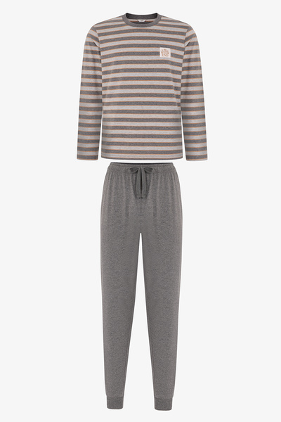 Penti Erkek Weekend Line Çizgili Uzun Kollu Jogger Pijama Takımı