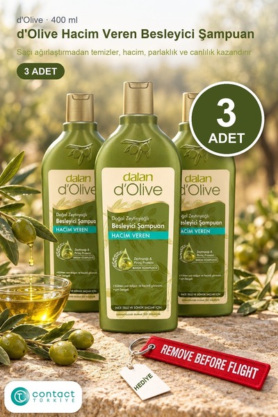 Dalan d'Olive Zeytinyağlı Hacim Veren Besleyici Şampuan 400 ml x 3 Adet